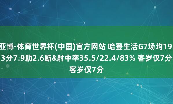 亚博·体育世界杯(中国)官方网站 哈登生活G7场均19.3分7.9助2.6断&射中率35.5/22.4/83% 客岁仅7分