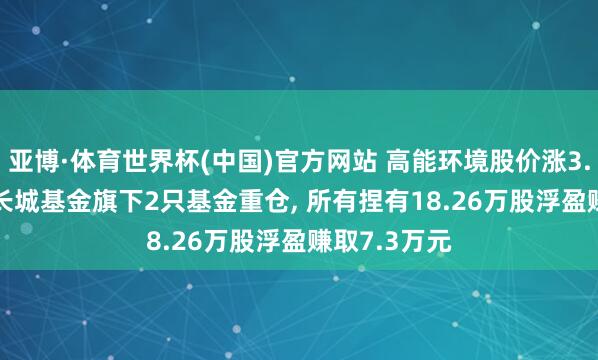 亚博·体育世界杯(中国)官方网站 高能环境股价涨3.23%, 景顺长城基金旗下2只基金重仓, 所有捏有18.26万股浮盈赚取7.3万元