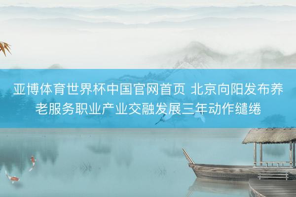 亚博体育世界杯中国官网首页 北京向阳发布养老服务职业产业交融发展三年动作缱绻
