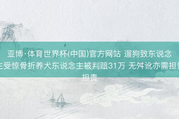 亚博·体育世界杯(中国)官方网站 遛狗致东说念主受惊骨折养犬东说念主被判赔31万 无舛讹亦需担责